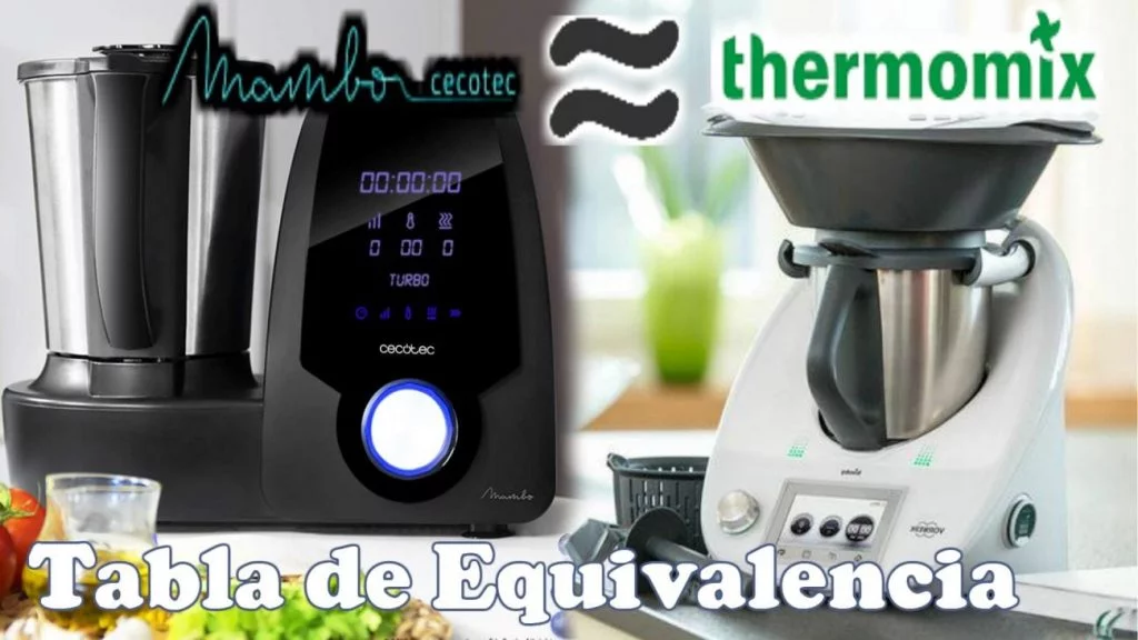 Tabla equivalencia para hacer las recetas de Thermomix con Mambo